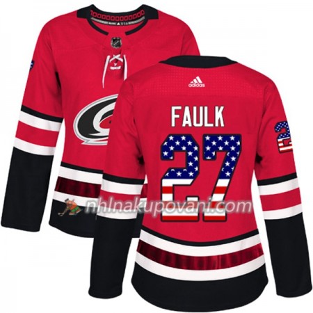 Carolina Hurricanes Dresy Justin Faulk 27 2017-2018 USA Flag Fashion Černá Adidas Authentic - Dámské